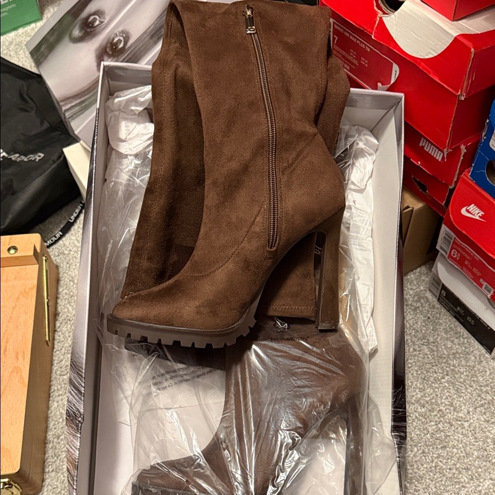 Jennifer Lopez Chocolate Heeled Boots